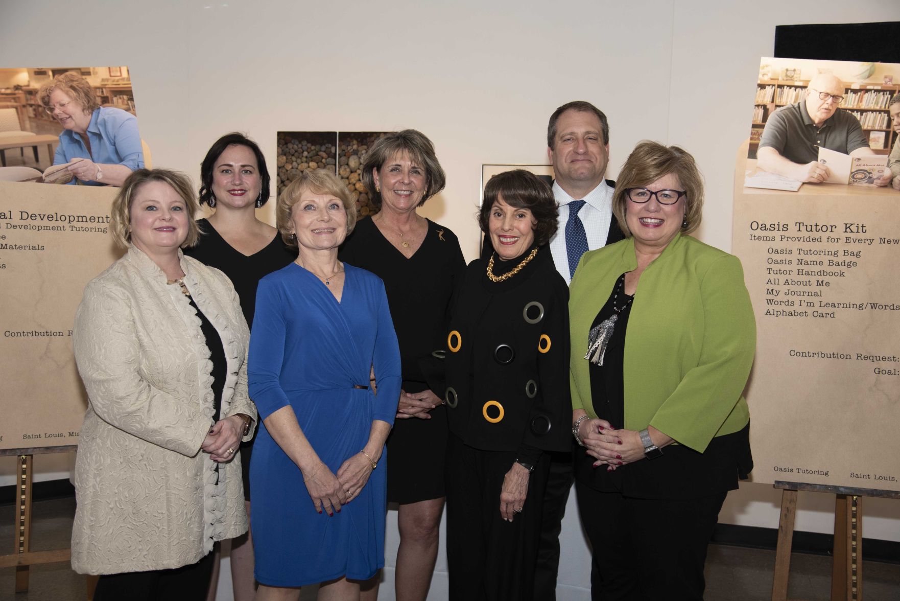 The Oasis Intergenerational Tutoring team celebrates 30 years of program success with Oasis Founder Marylen Mann and President Paul Weiss